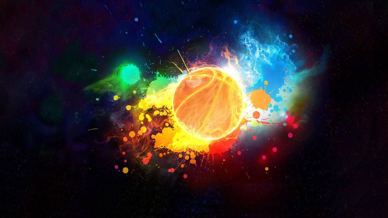 Cool Basketball In Space Background