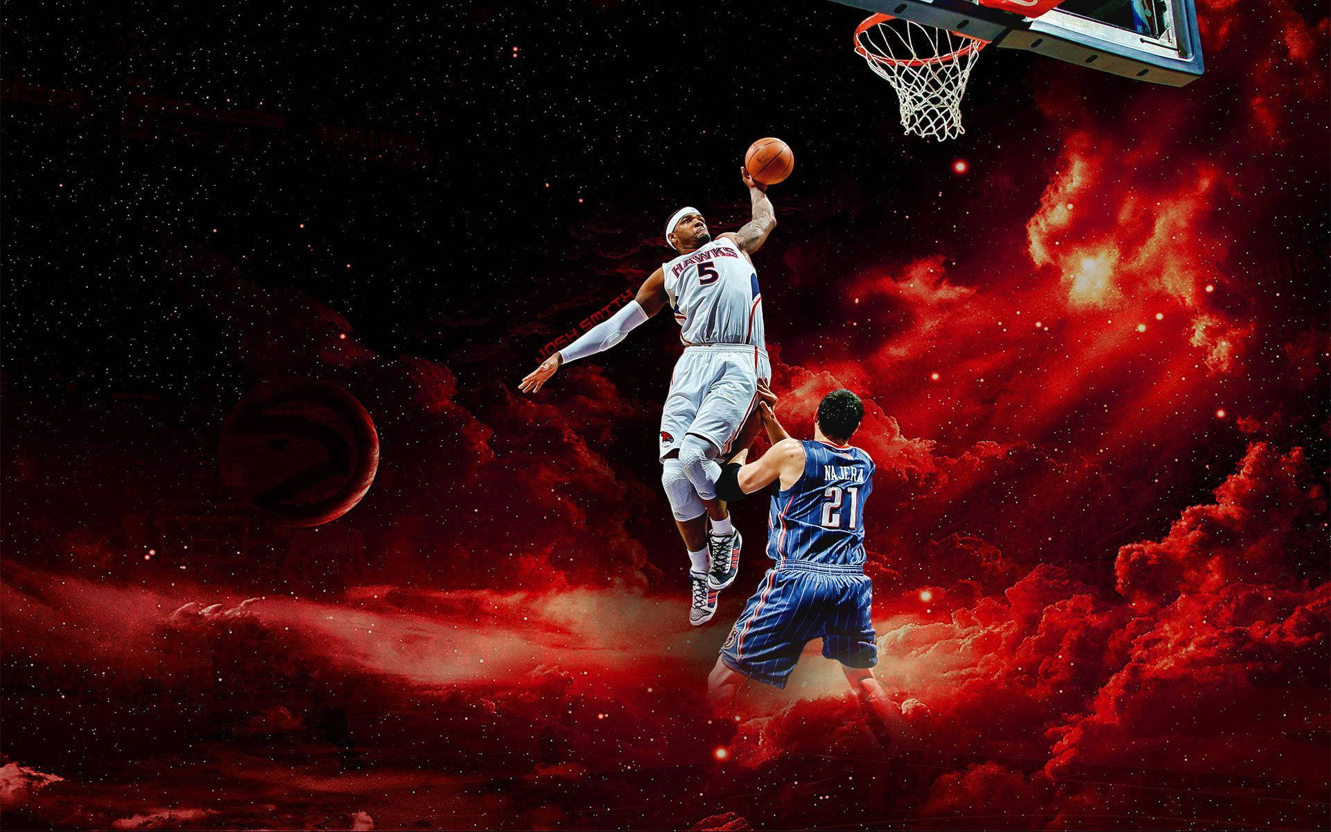 Cool Basketball Red Sky Background