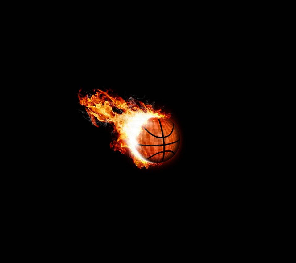 Cool Basketball With Flames Background