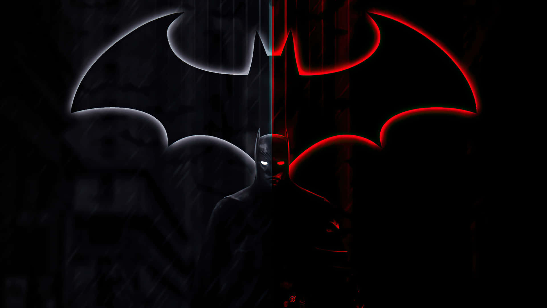 Cool Batman Black And Red Logo Line Background