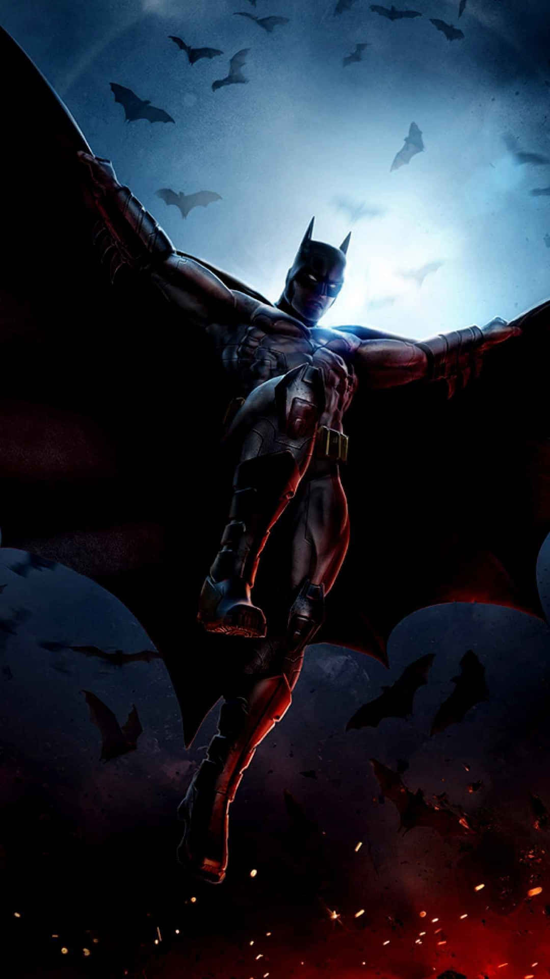 Cool Batman Fly With Bats Mobile Background