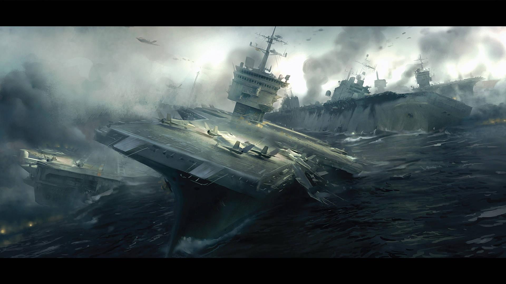 Cool Battlefield 3 Ships At Sea Background