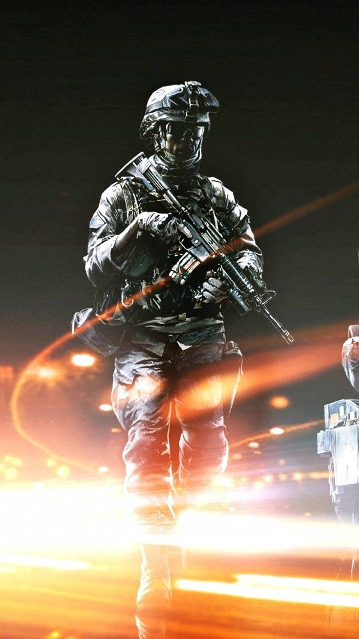 Cool Battlefield 3 Soldier And Lights Background