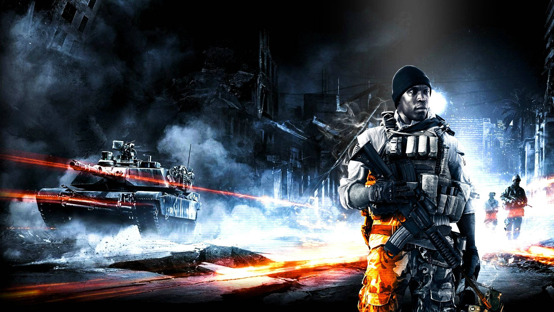 Cool Battlefield 3 Video Game Wrecked Buildings Background