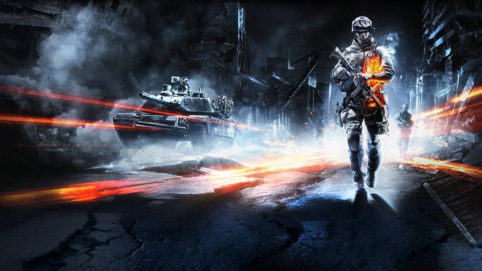 Cool Battlefield 3 Video Game Wrecked Road Background