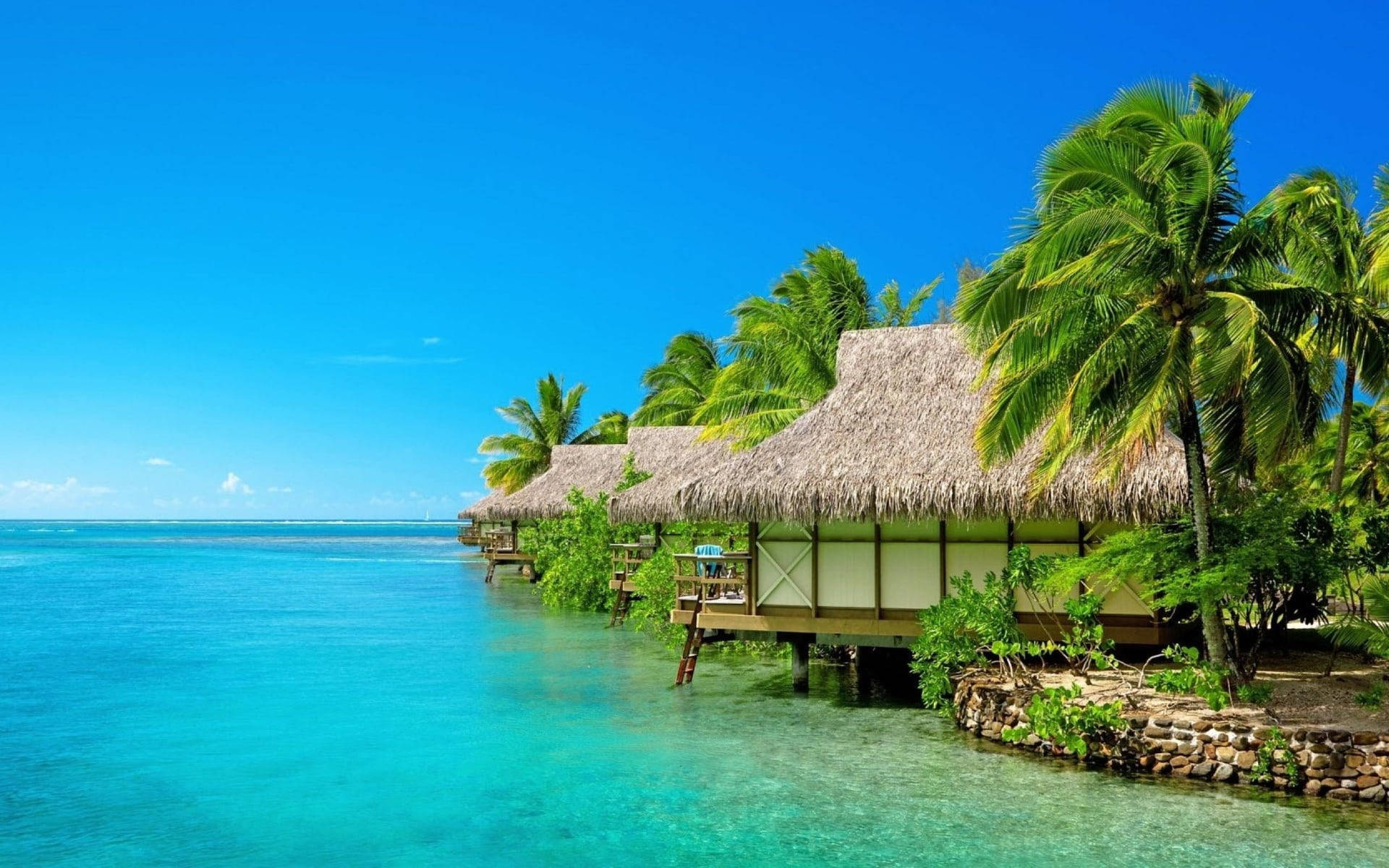 Cool Beach Huts Tropical Desktop