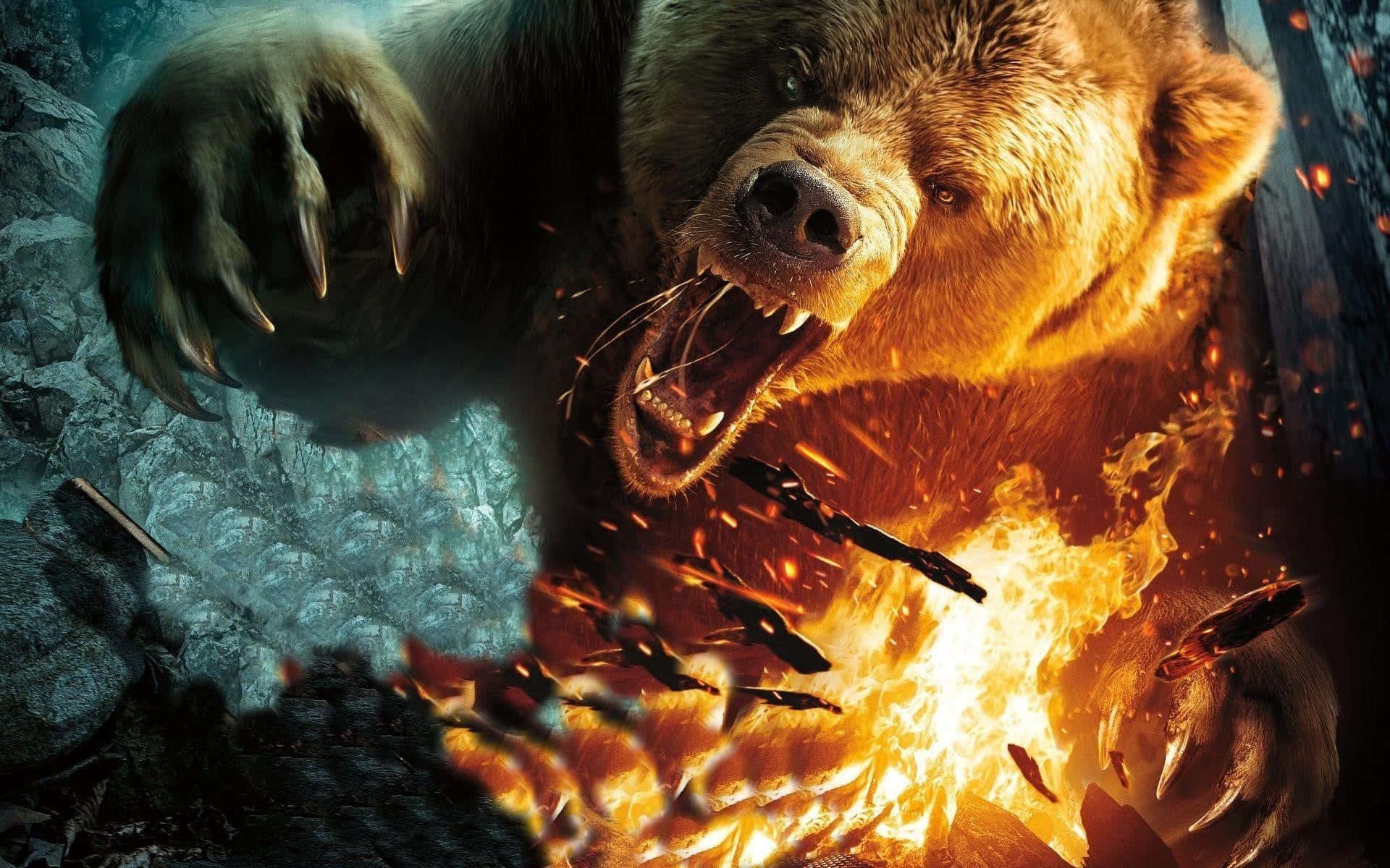 Cool Bear Flaming Attack Background