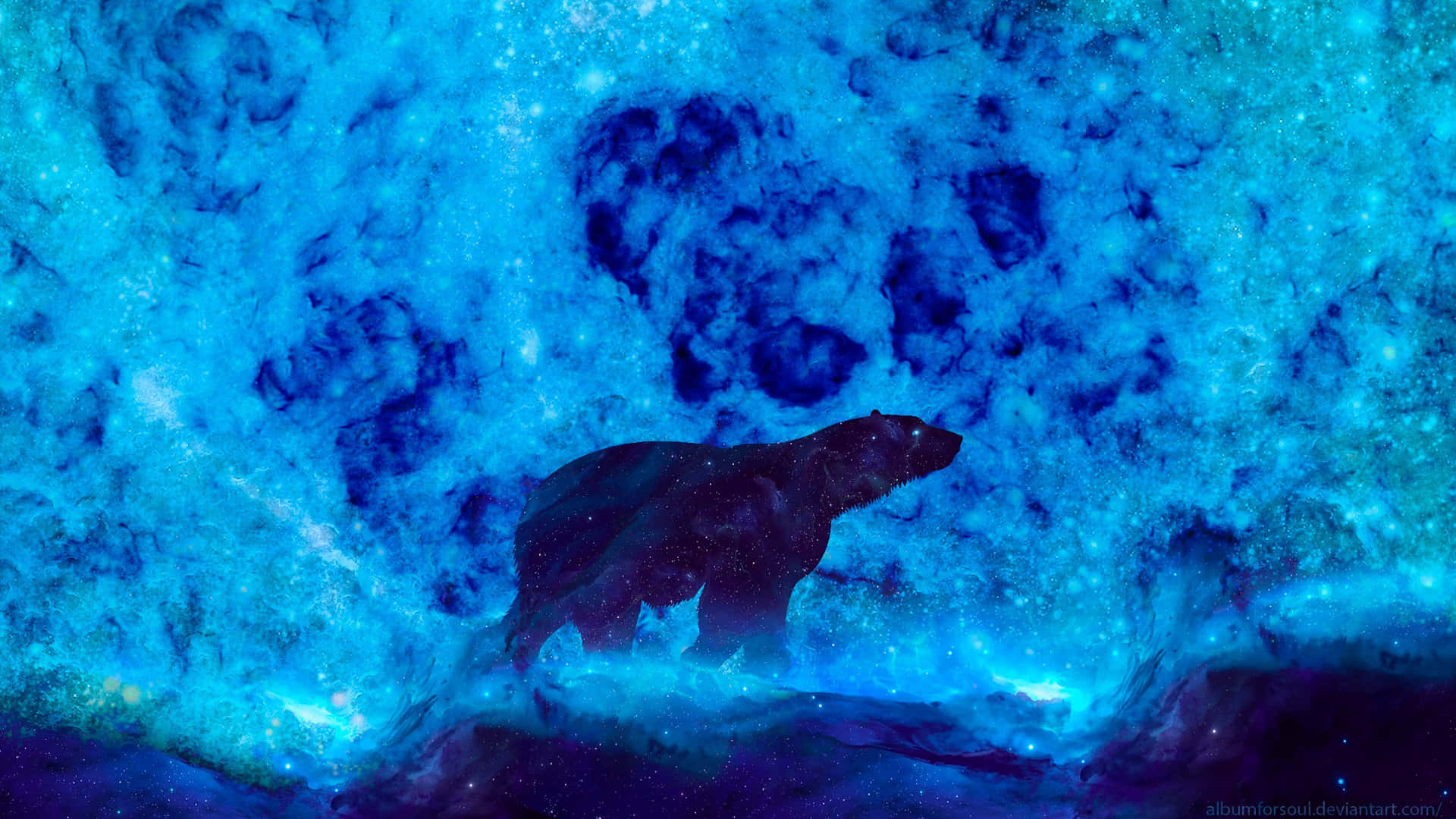 Cool Bear Neon Blue Desktop Background