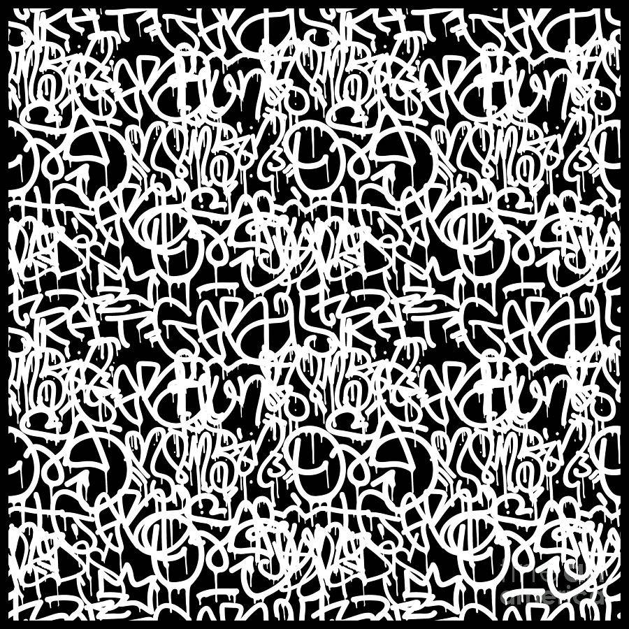 Cool Black And White Graffiti Seamless Tag Background