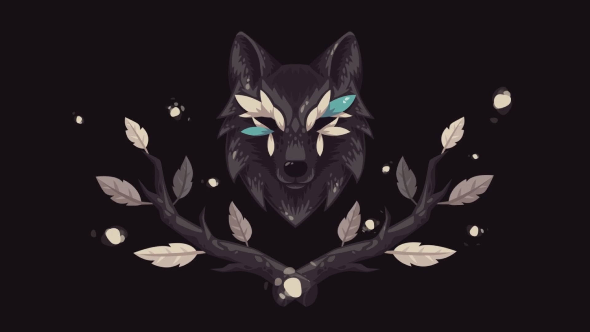 Cool Black Wolf On Magical Branches Background