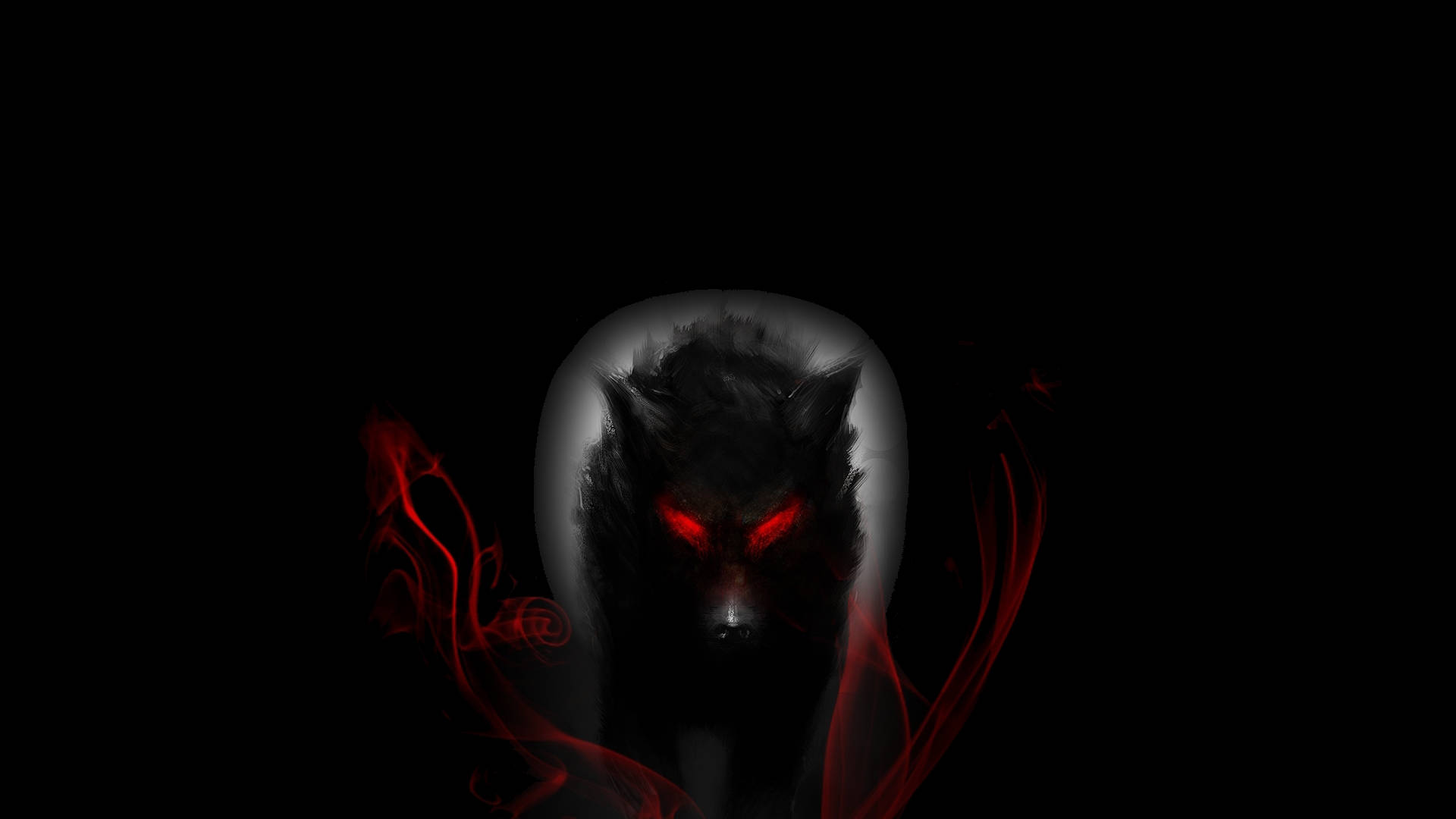 Cool Black Wolf With Red Aura Background