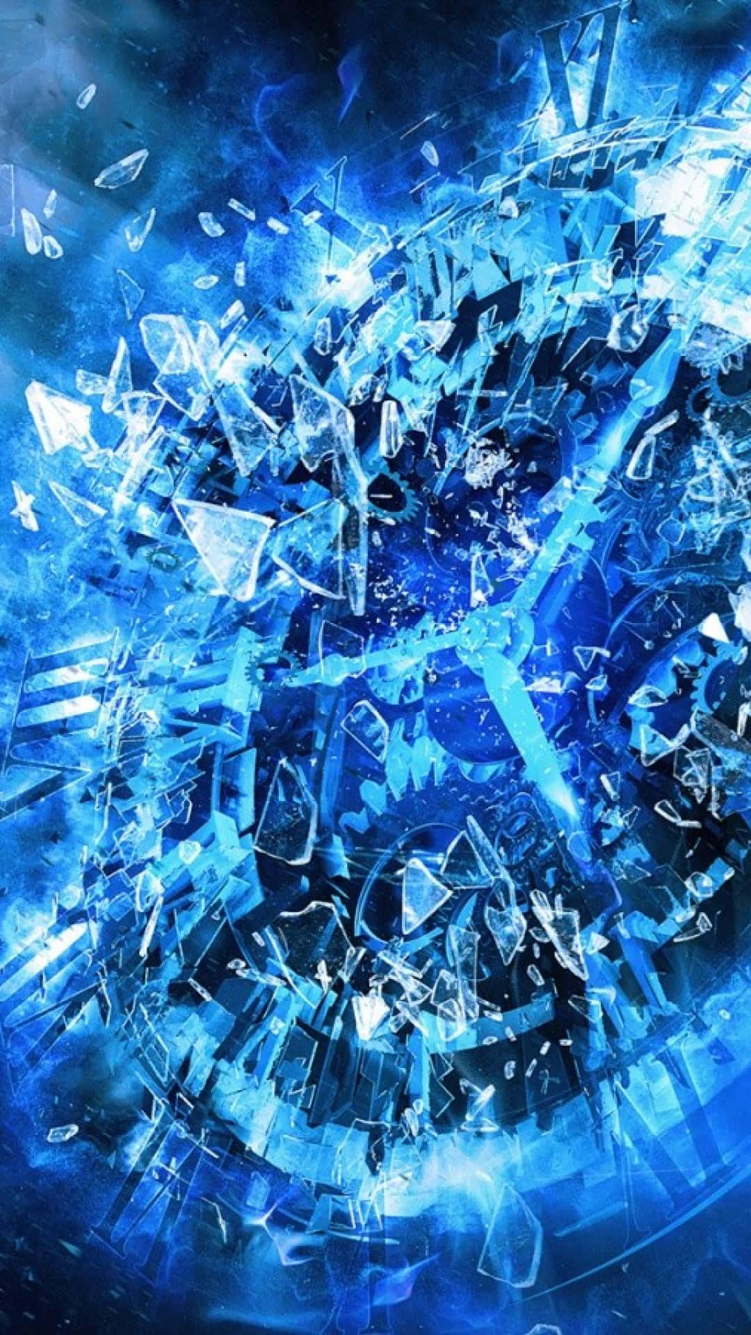 Cool Blue Abstract Iphone Broken Watch Glass Background