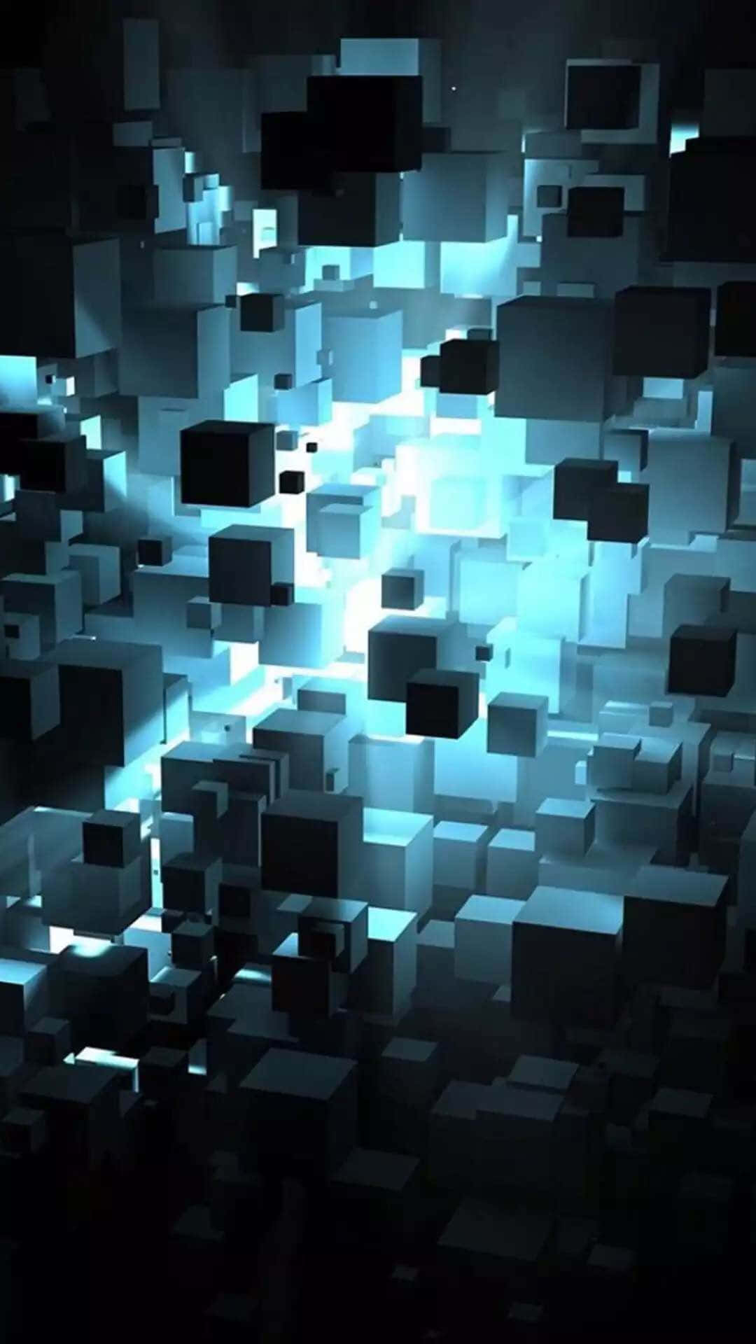 Cool Blue Abstract Iphone Floating Cubes