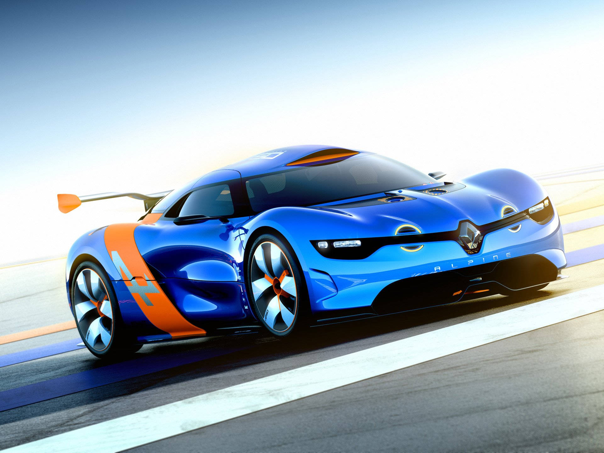 Cool Blue And Orange Alpine Car Background