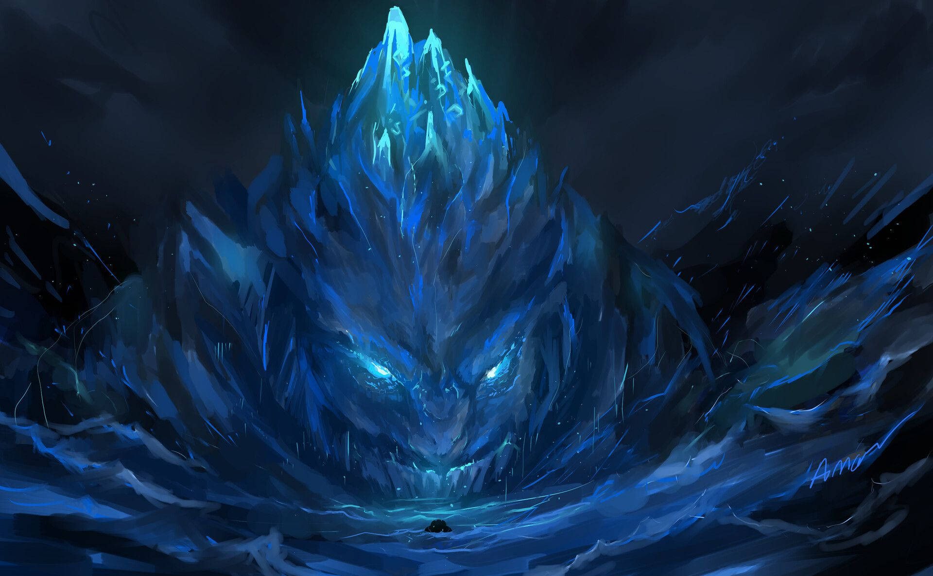 Cool Blue Art Of Godzilla King Of The Monsters Hd Background