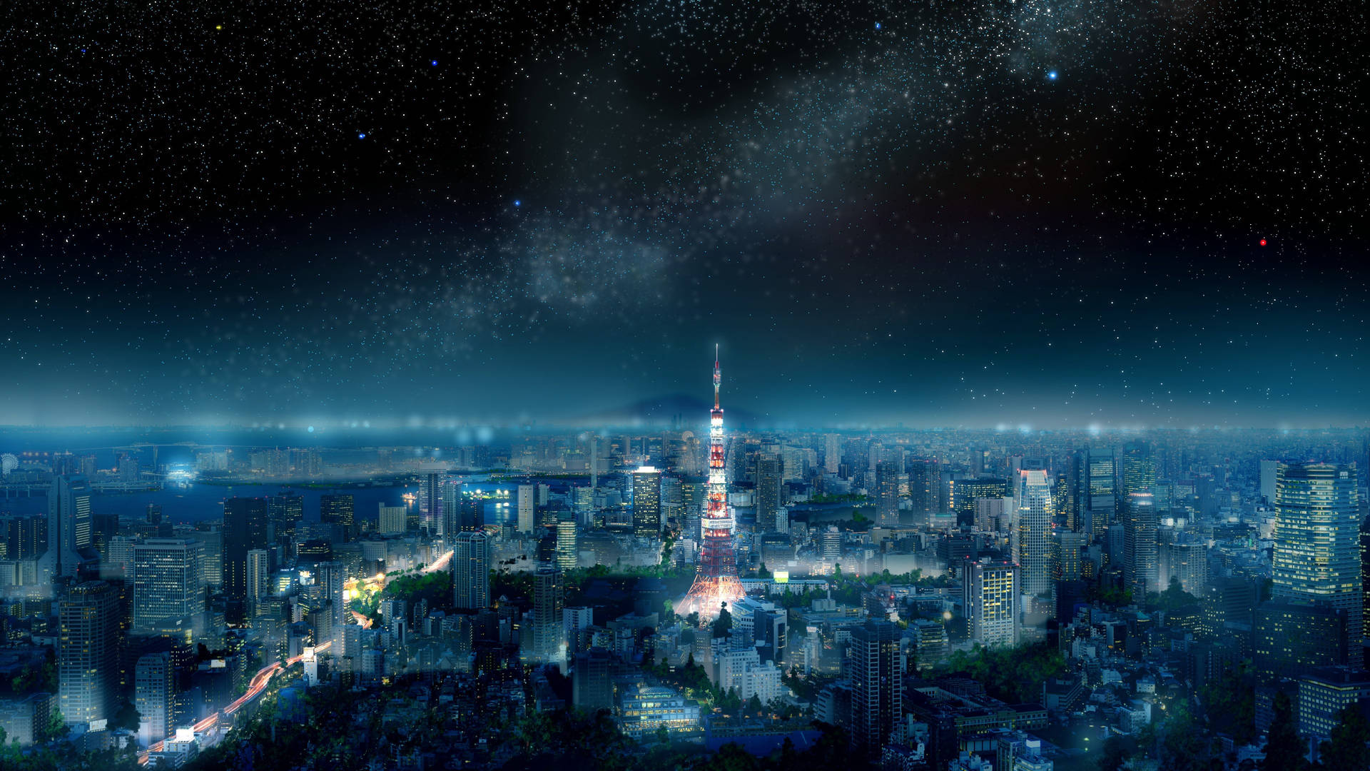 Cool Blue Asia Japan Cityscape Background