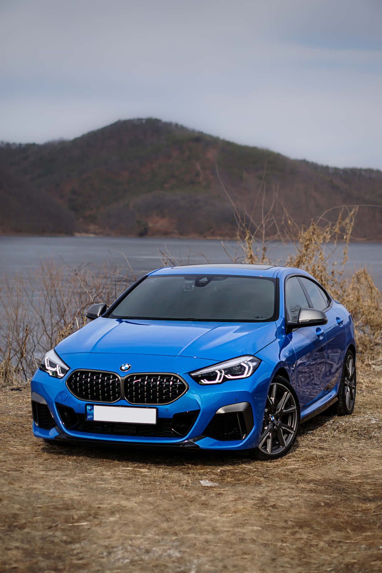 Cool Blue Car Cruising On The Open Road