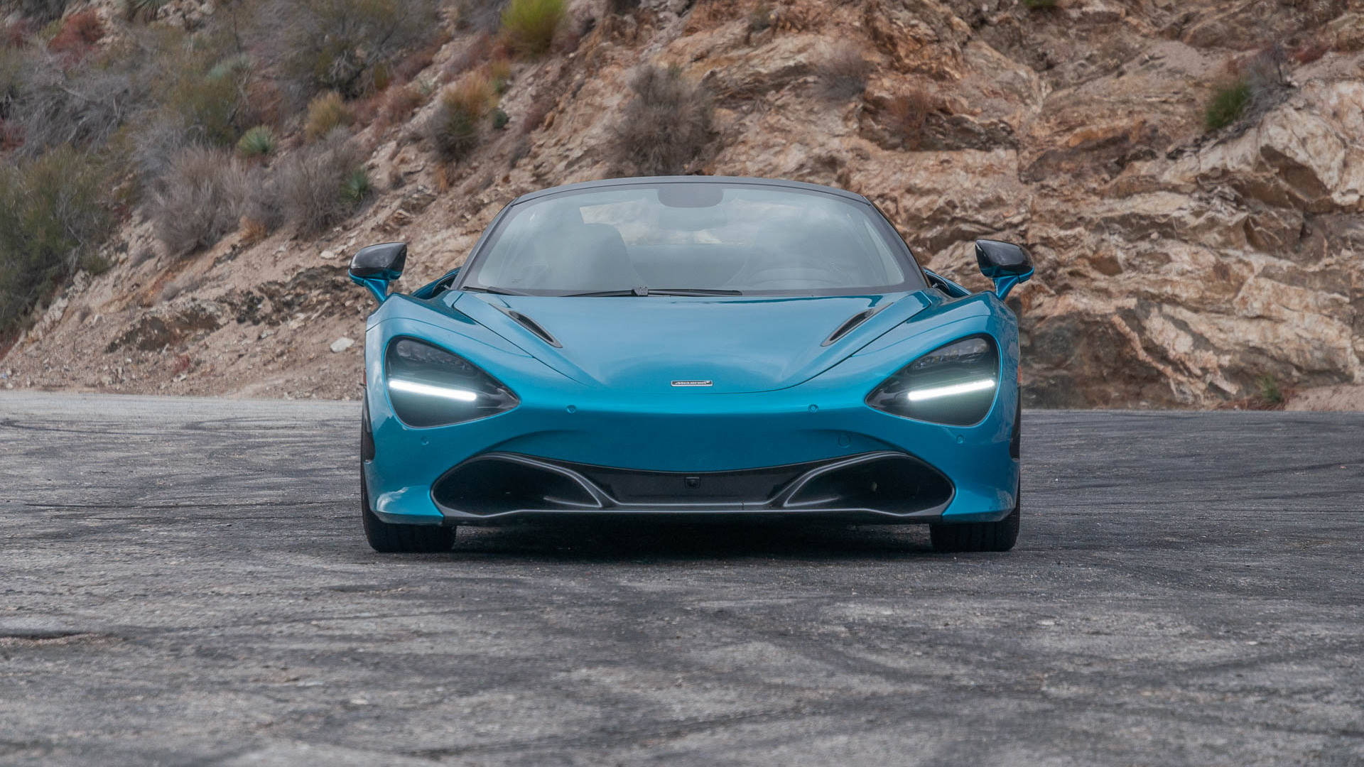 Cool Blue Mclaren Spyder Front Background