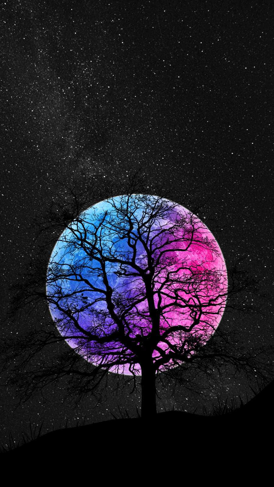 Cool Blue Pink Moon Background