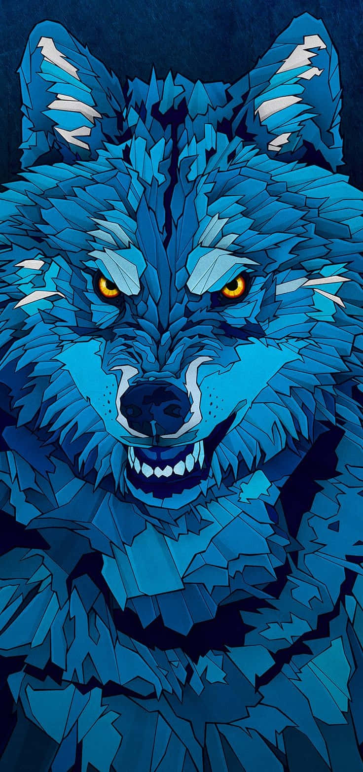 Cool Blue Wolf Abstract Art Phone Background