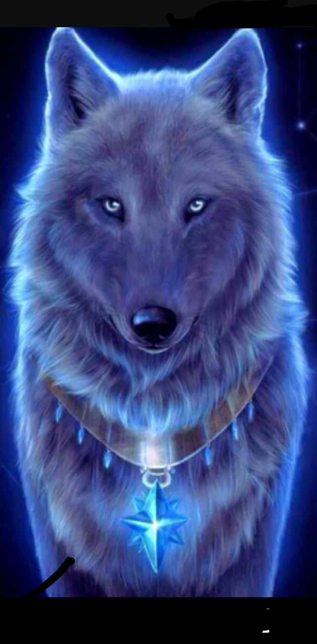 Cool Blue Wolf With Pendant Background