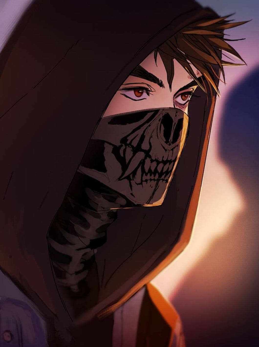Cool Boy Anime With Skull Mask Background