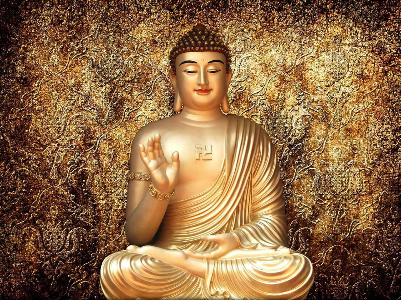 Cool Buddha 3d Golden Statue Background