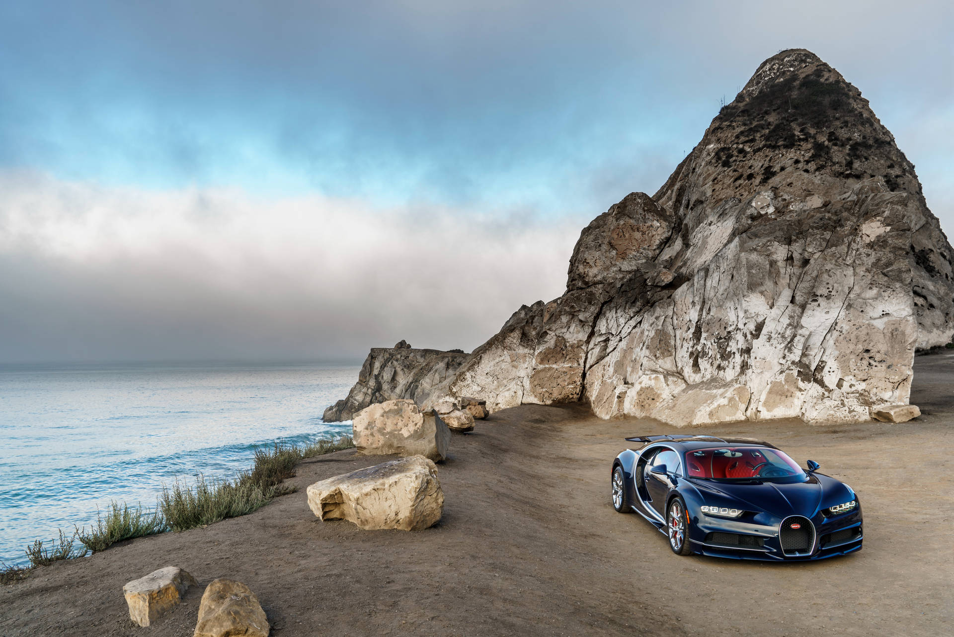 Cool Bugatti Near Sea Background