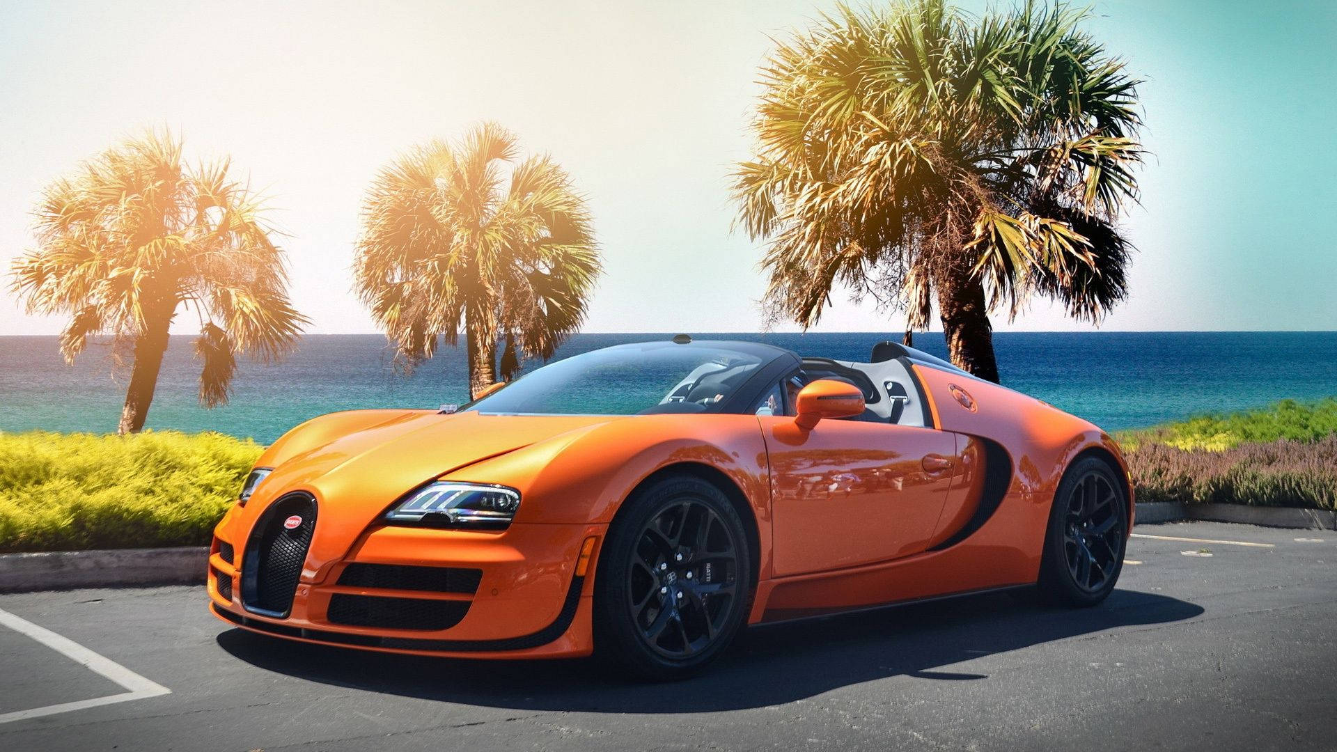 Cool Bugatti With Palm Trees