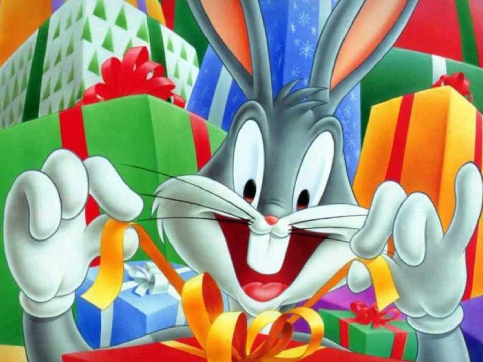 Cool Bugs Bunny Opening His Gifts Background