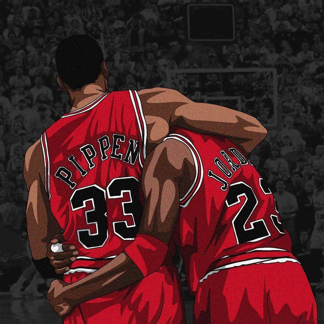 Cool Bulls Pippen & Jordan Side Hug Background