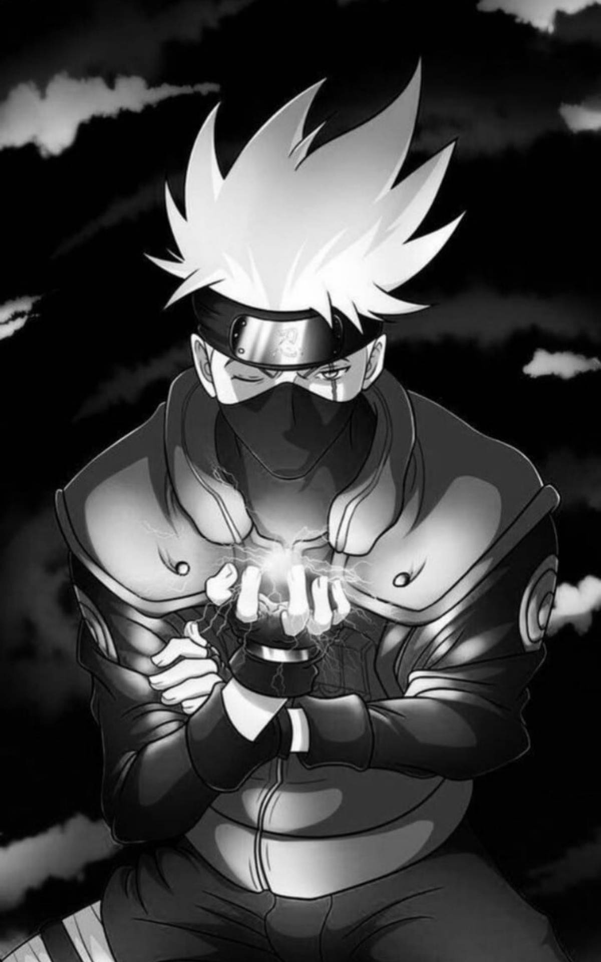 Cool Bw Portrait Of Kakashi Background