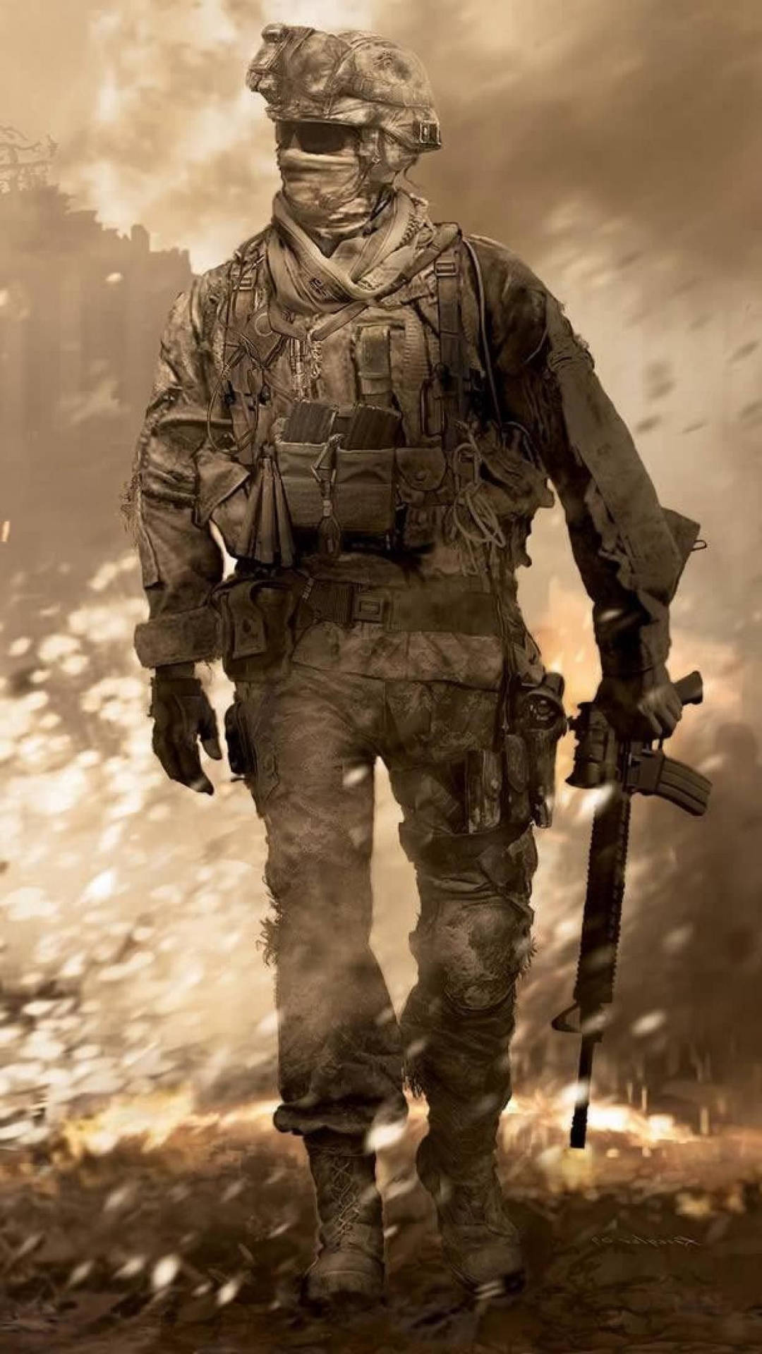 Cool Call Of Duty Modern Warfare Iphone Fiery Gary Sanderson Background