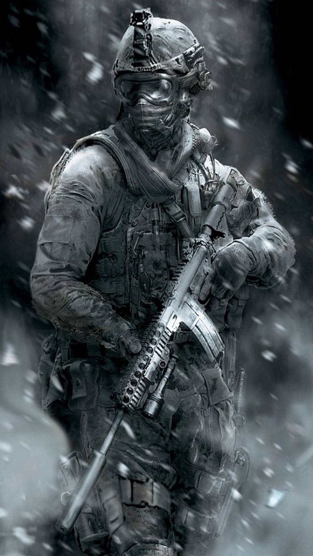 Cool Call Of Duty Modern Warfare Iphone Soldier In Winter Snow Background