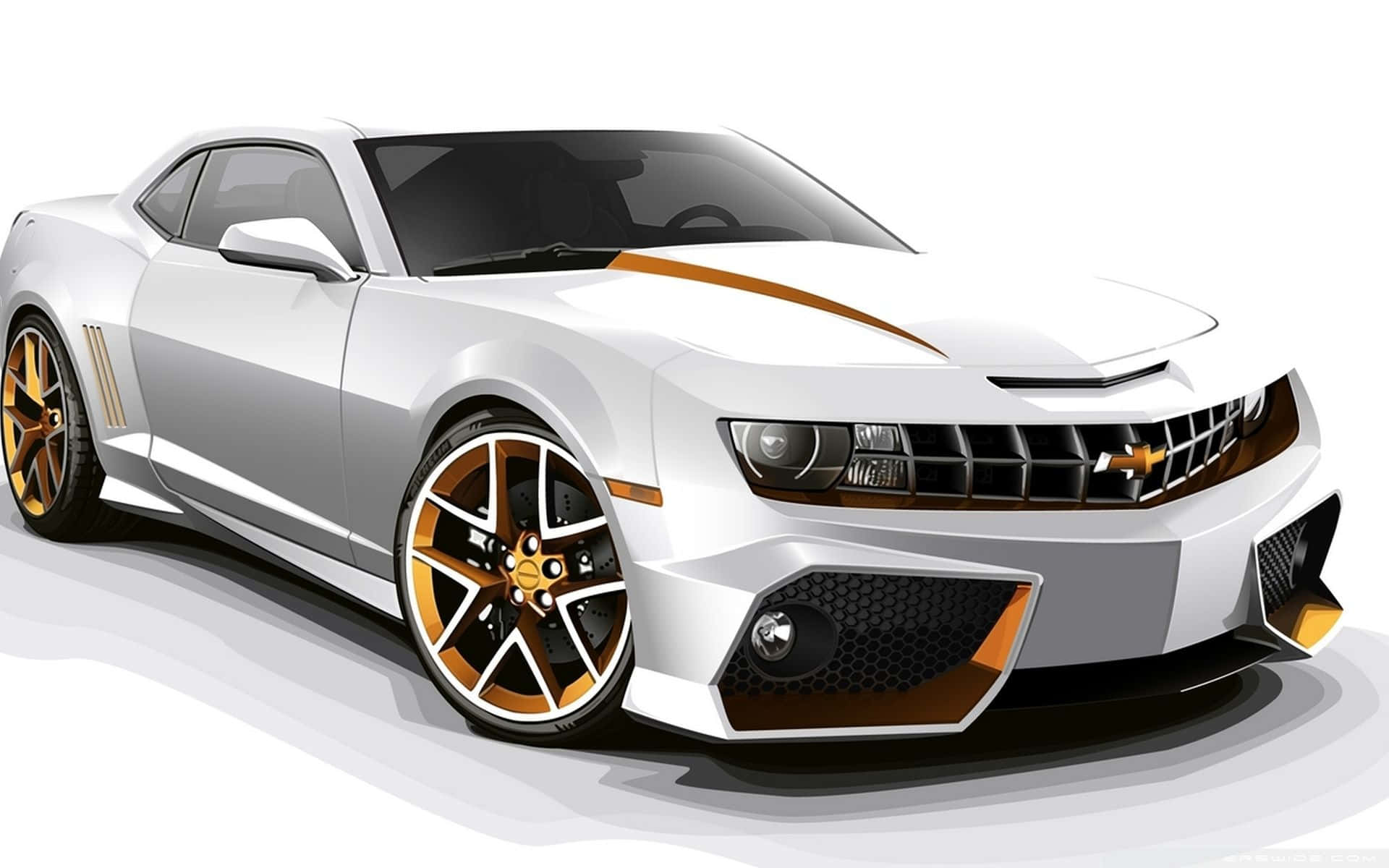 Cool Camaro White Gold Chevrolet Background