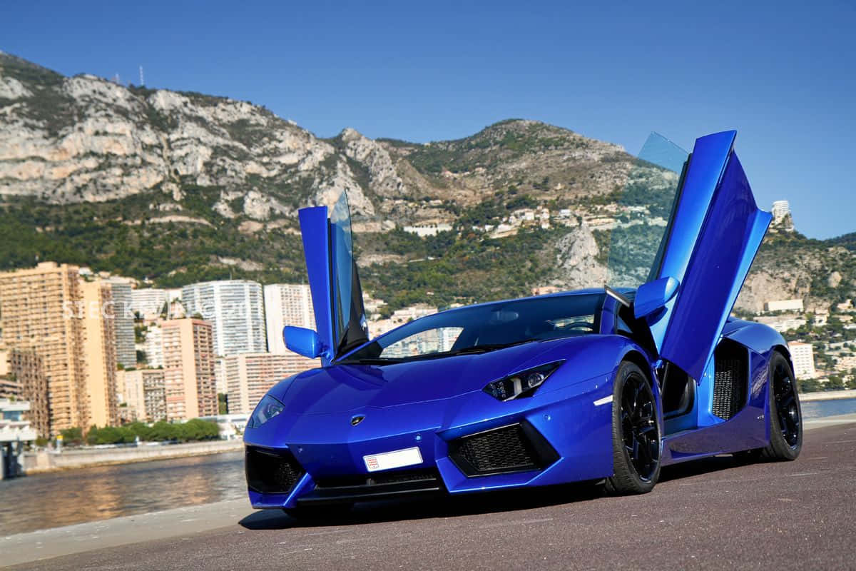 Cool Car Blue Lamborghini Aventador Background