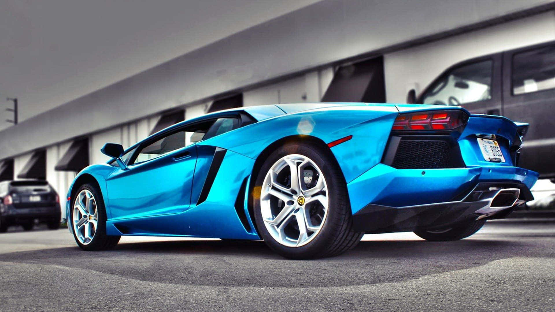 Cool Car Blue Lamborghini Aventador Background