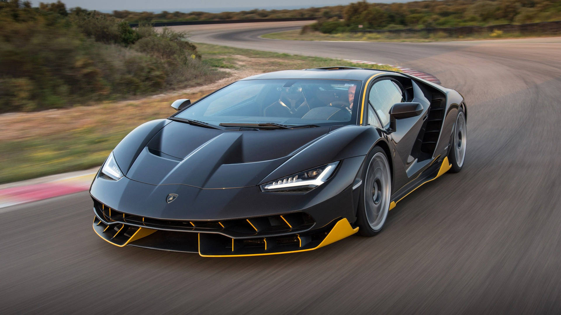 Cool Cars: Black Lamborghini With Yellow Accents Background