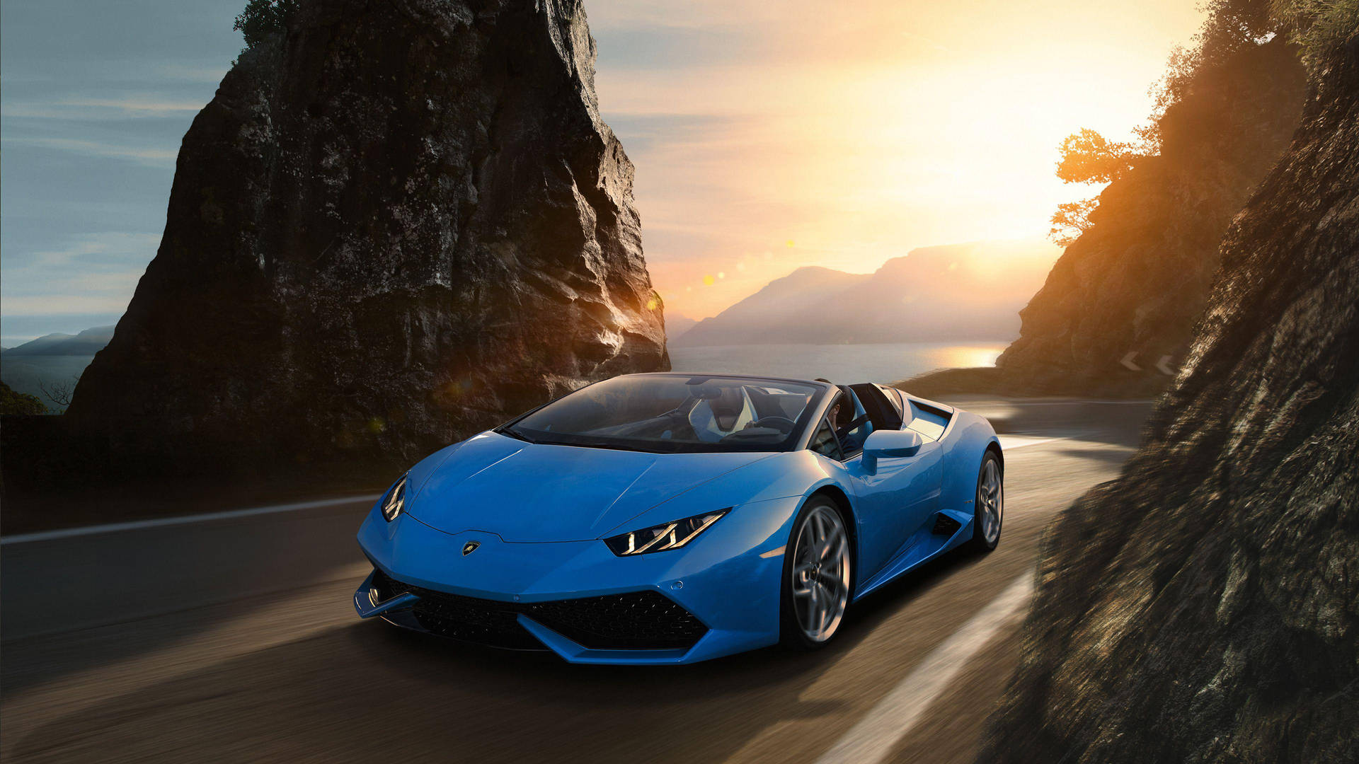 Cool Cars: Blue Slim Lamborghini Background