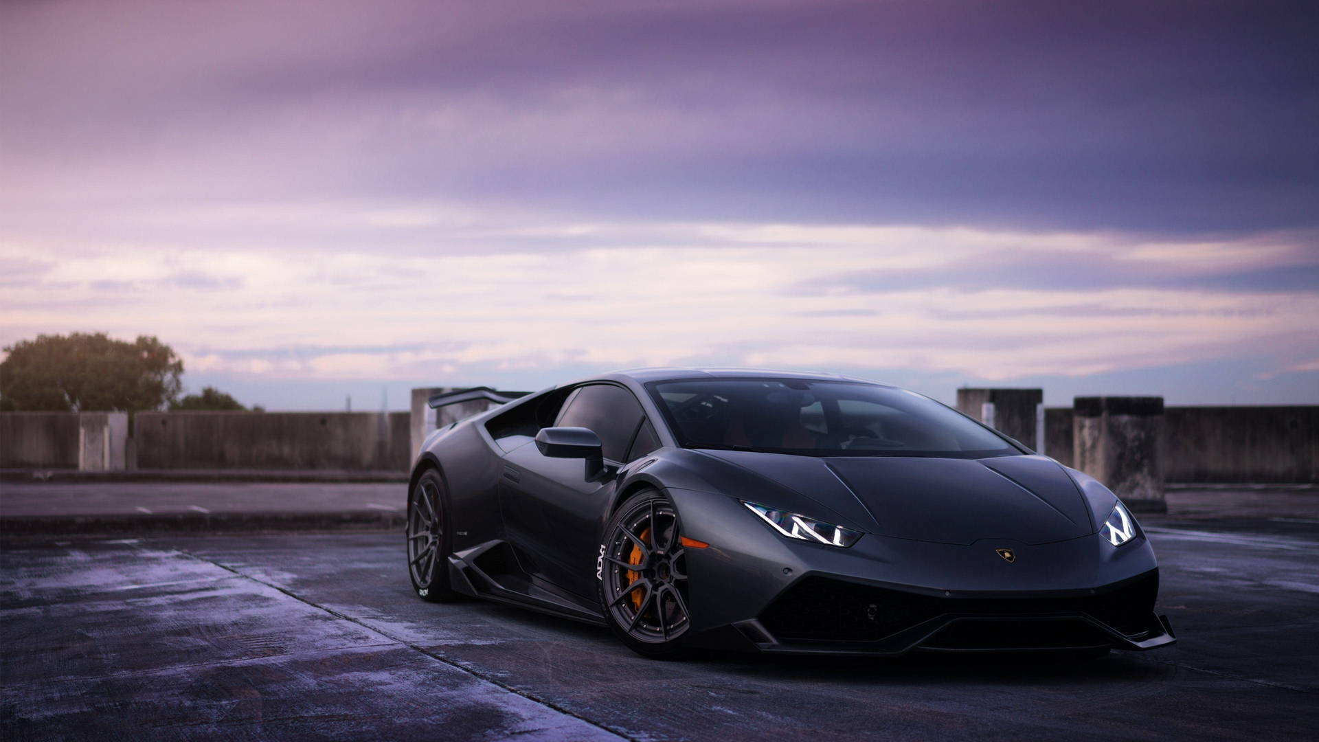 Cool Cars: Twilight Black Lamborghini Background