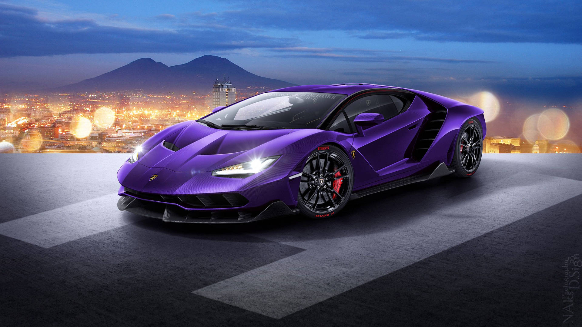 Cool Cars: Violet Lamborghini Background