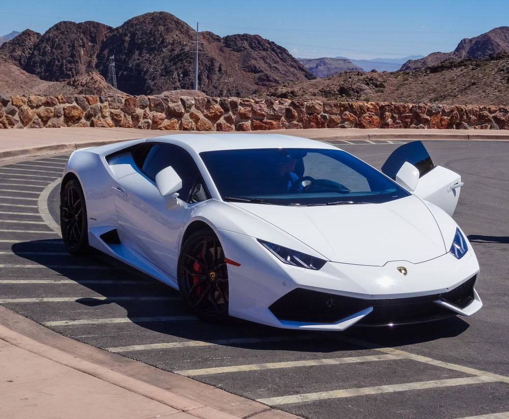 Cool Cars: White Lamborghini Background