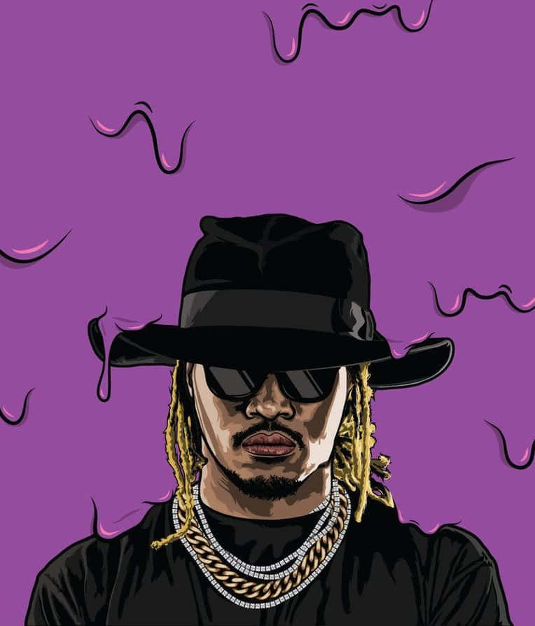 Cool Cartoon Rapper Exuding Hip Hop Vibes Background