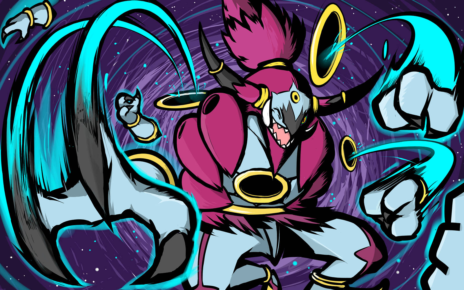 Cool Cartoon-styled Unbound Hoopa Background