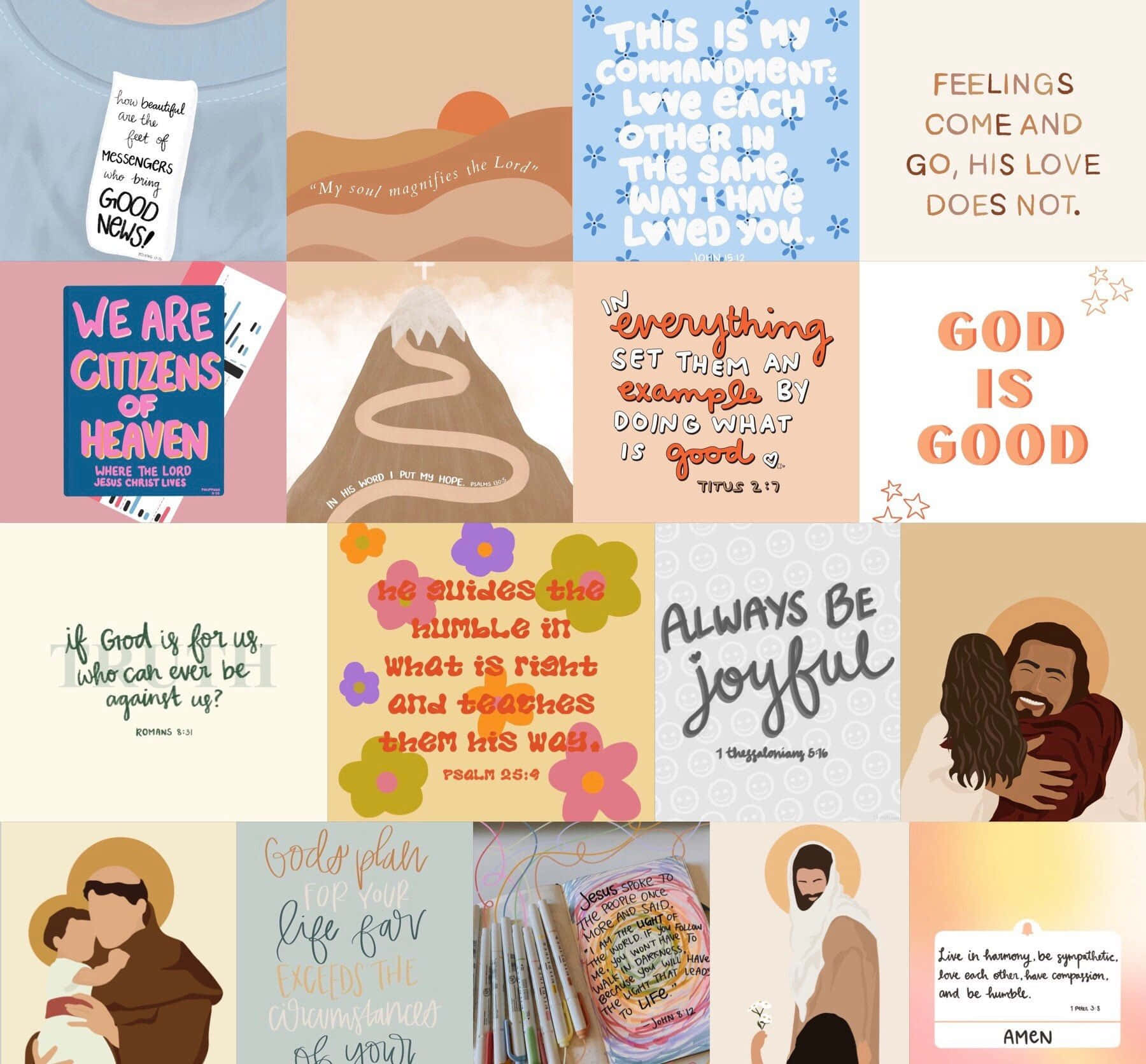 Cool Christian Sticker Collage Background