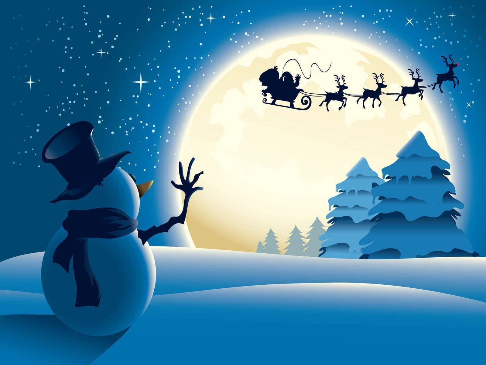 Cool Christmas Eve Santa Claus Snowman Sculpture Background