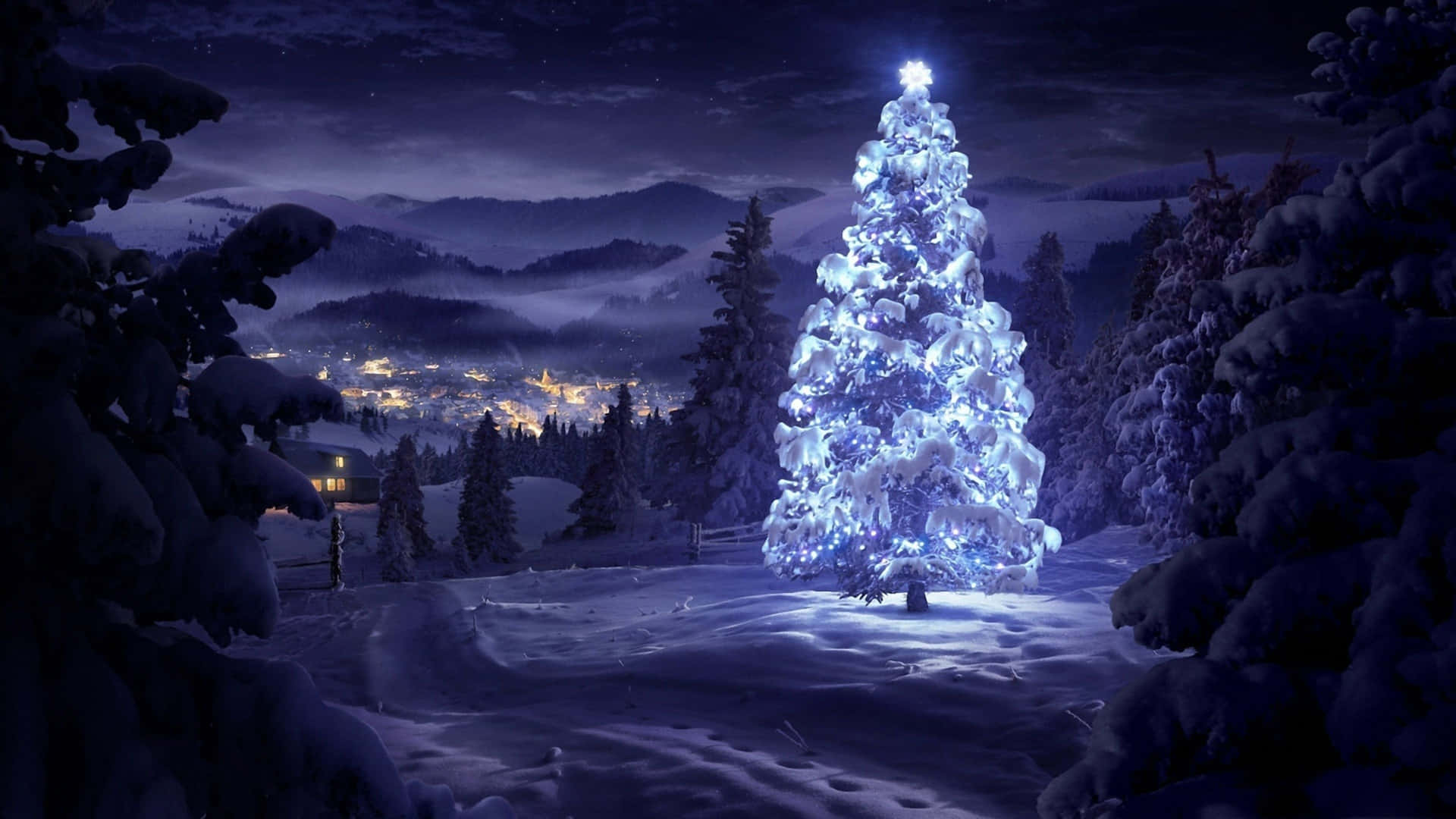 Cool Christmas Eve With White Christmas Tree Background