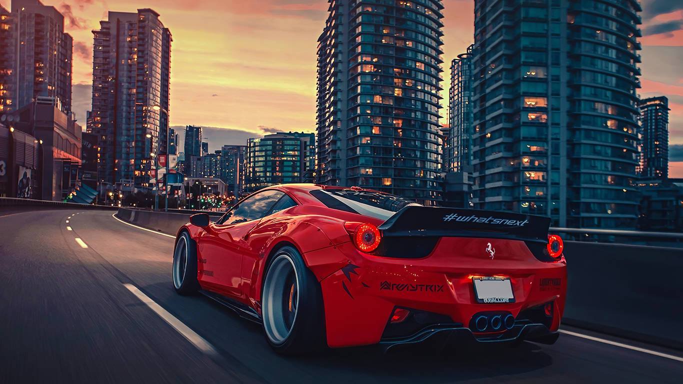 Cool City 1366x768 Ferrari Hd Background