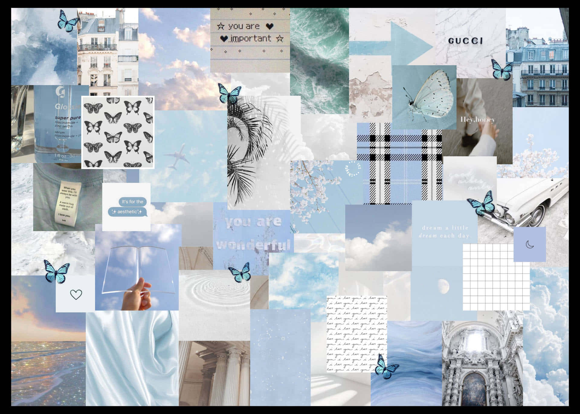 Cool Collage Blue Butterfly Background