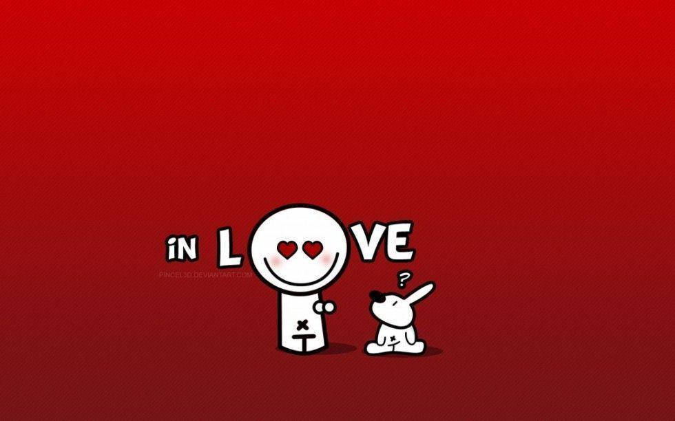 Cool Cute Love In Red Background